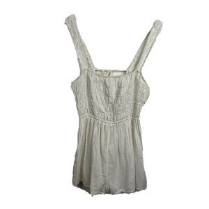Urban Outfitters Romper M Womens Ivory Smocked Sleeveless Pockets Short Boho